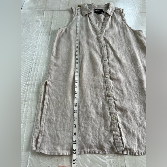 Tahari 100% Linen Women’s Mother of Pearl Button Down sleeveless tunic top Sz M - Picture 5 of 8